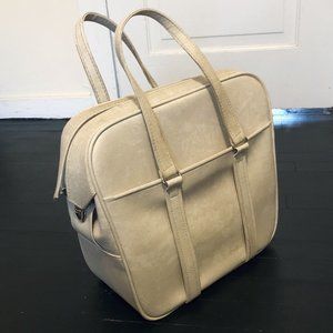 Vintage 60s Cream Leather Samsonite Travel Bag